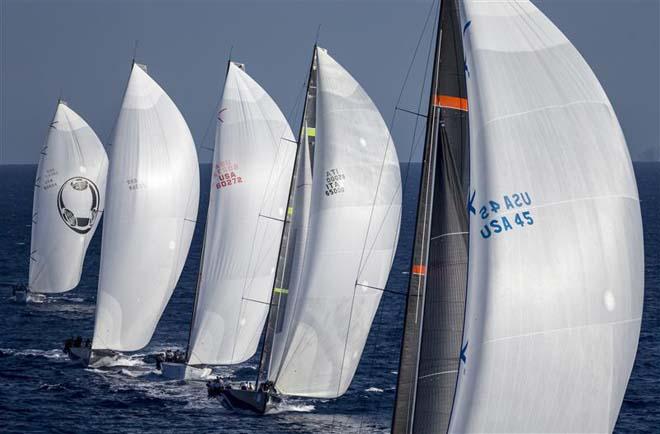 Mini Maxi fleet racing downwind. ©  Rolex / Carlo Borlenghi http://www.carloborlenghi.net